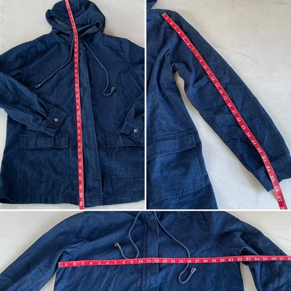 Denim Navy Blue Hooded Stylish Pretty Jacket with Pockets - Picture 11 of 11
